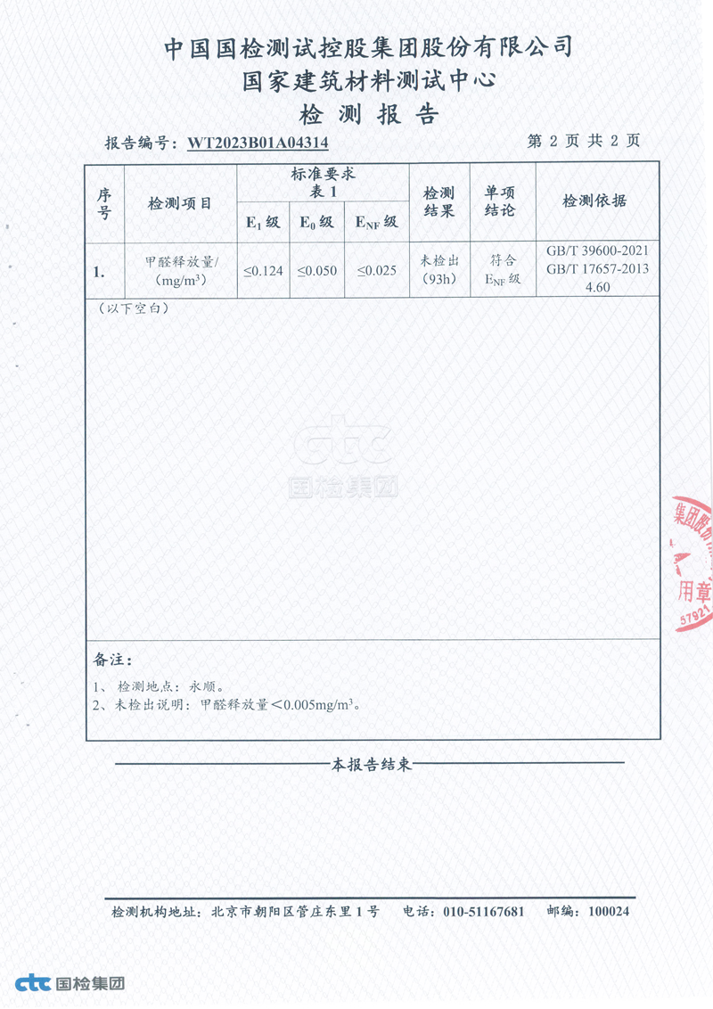 甲醛释放量检测报告